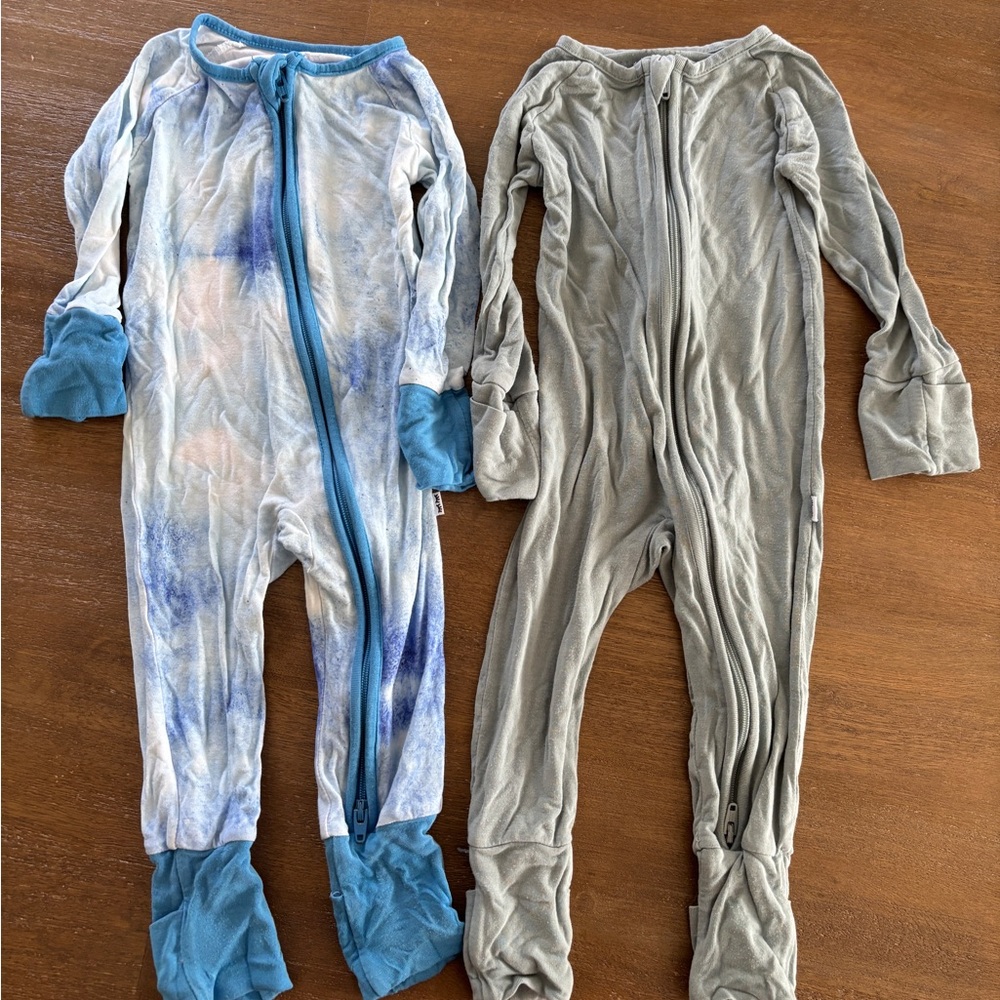 Little Sleepies Blue Watercolor and Stormy Zippie Pajamas